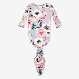 Posh Peanut French Gray Knotted Gown - 0-3 months